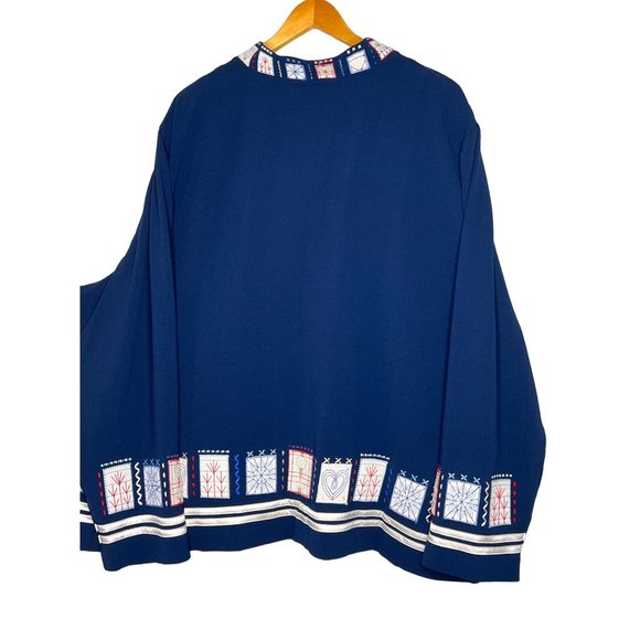 Draper’s & Damons 3X Jacket blouse Button front Embroidered Patchwork long sleev - Picture 7 of 14